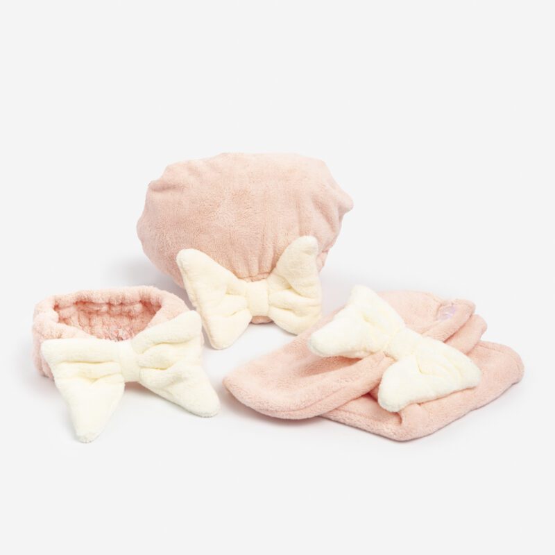 KIT GORRO PARA CABELLO CON VINCHA BLANCA Y ROSA - Imagen 3