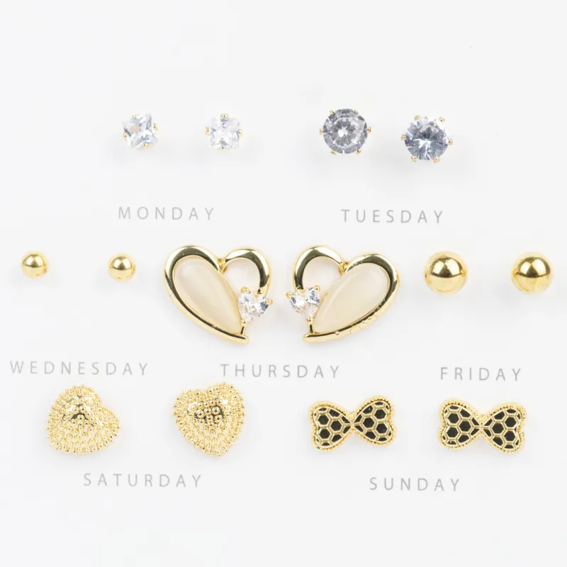 KIT DE AROS DIAS DE LA SEMANA BAÑADO EN ORO