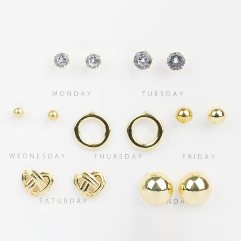 KIT DE AROS DIAS DE LA SEMANA BAÑADO EN ORO