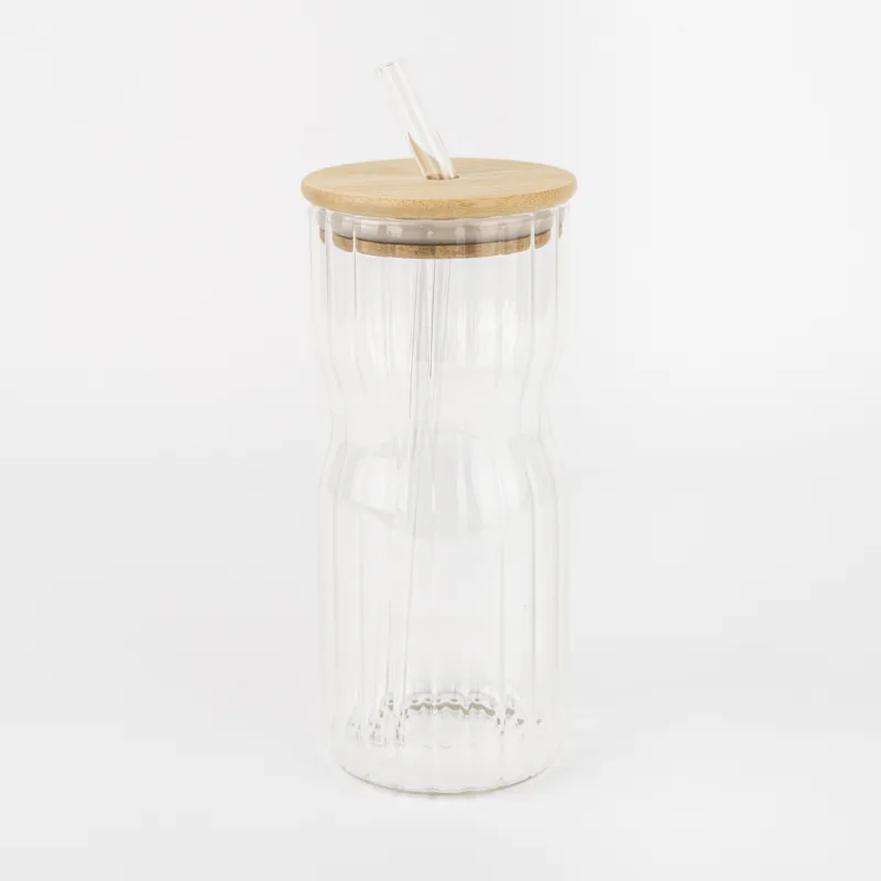 VASO DE VIDRIO CON TAPA Y SORBETE