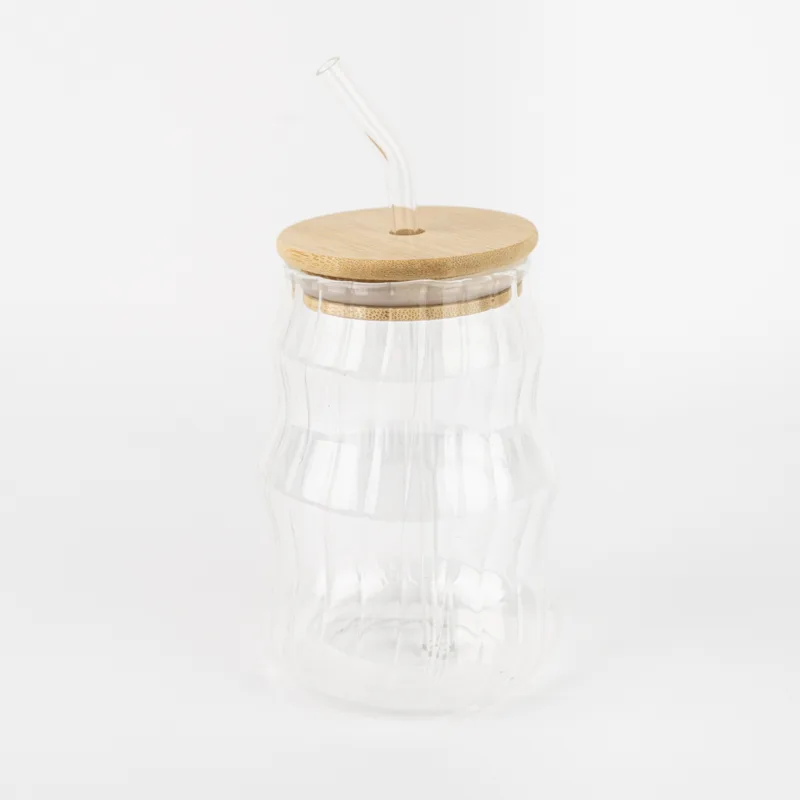 VASO DE VIDRIO CON TAPA Y SORBETE