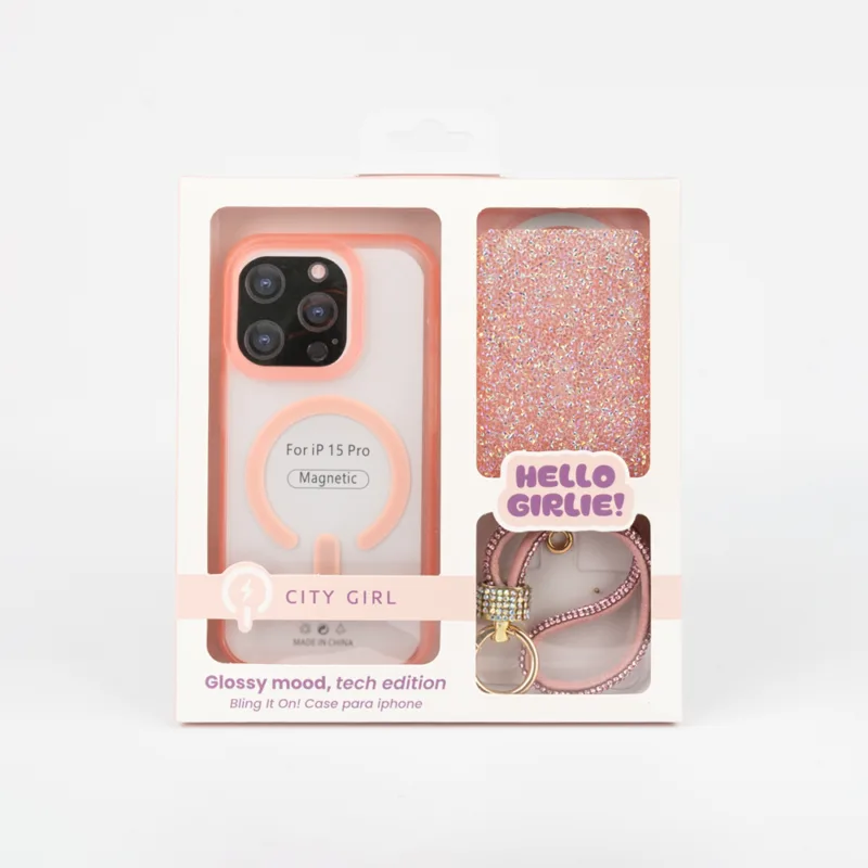 KIT FUNDA + LLAVERO IPHONE 15 PRO