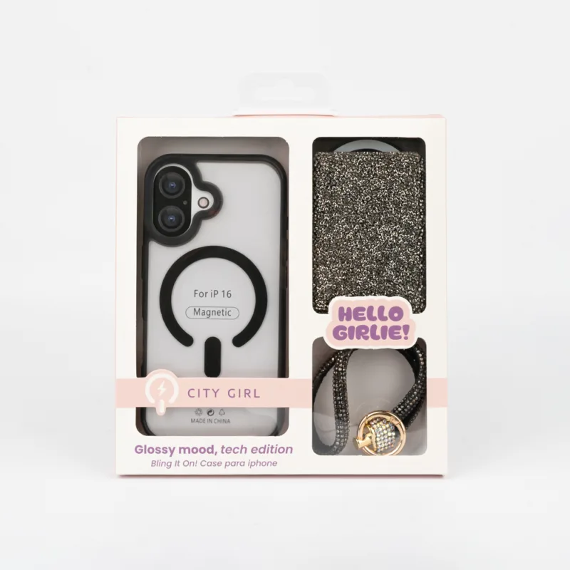 KIT FUNDA + LLAVERO IPHONE 16